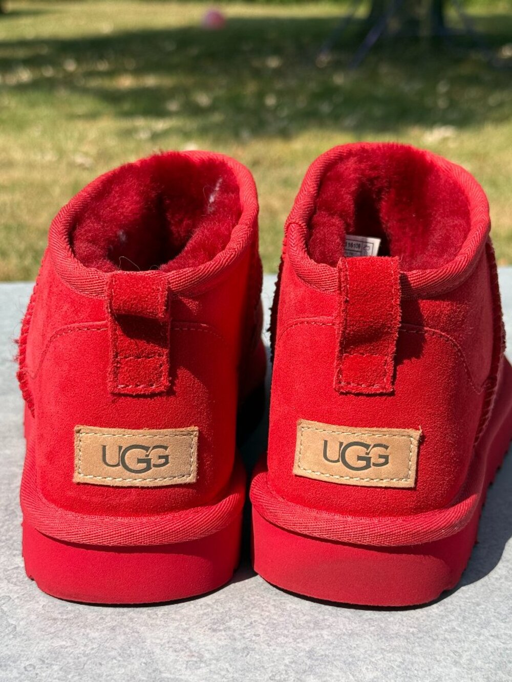 UGG Classic Ultra Mini Womens 10 Ribbon Red Suede Boots Cozycore Y2K Winter 4215
